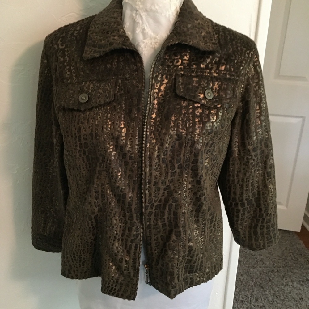 Ruby Rd. Metallic Leopard Print Jacket Full Zip 3… - image 2